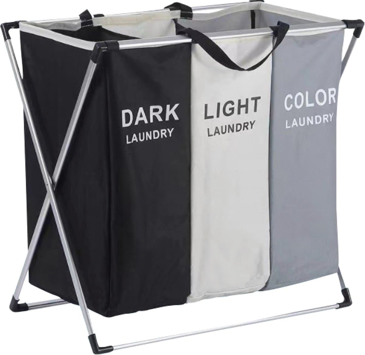BRASQ Wasmand Opvouwbaar 3 vakken - Wassorteerder 65x39x60 cm - Wasbox Multi color - 118 Liter - Basket — afbeelding 1