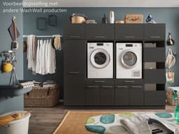 Interiax WASHWALL 'Mary' Wasmachine of Droogkast Ombouwkast Antraciet – Met 1 Lade voor Wasmand en 1 Opbergvak met 2 deuren - Wasmachinekast- 162x67.5x67.5 cm — thumbnail 5