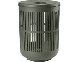 Zone Denmark Ume Wasmand met Deksel - 60 liter - Olive green (groen) - Kunststof - Ronde Wasmand met Hengsel - Wasbox of Opbergmand