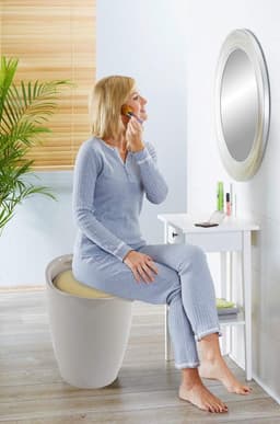 Moderne Badkamerkruk en Wasmand met Opbergruimte - Wit — thumbnail 2