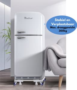 W&Z® Wasmachine verhoger met 4 wielen - Wasmachine Opbouwmeubel kast- 350kg - Wit — thumbnail 5