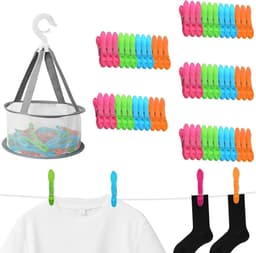 60 Stuks Winddichte Wasknijpers met Mand, Ademend en Duurzaam voor Kleding en Kamperen — thumbnail 1