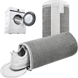 Herbruikbare en duurzame schoenwaszakken van netstof met ritssluiting, 2 stuks voor optimale bescherming van schoenen tijdens het wassen en drogen (wit) — thumbnail 3