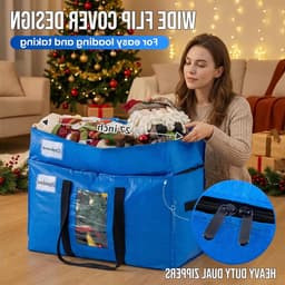 Dubbele Laag Verhuiszakken Extra Groot met Sterke Handvatten en Ritsen - Ideaal voor Kledingopslag, Verhuismateriaal en Waszakken (Blauw, 4 Stuks) — thumbnail 5