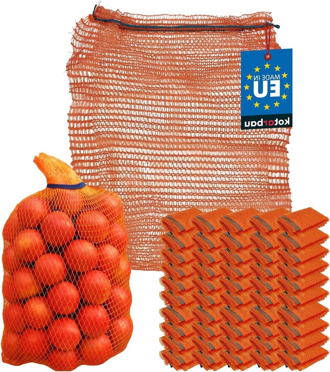 Raschelzakken - Aardappelzakken Fruitzakken - Opslag Groenten Fruit - Optimale Luchtcirculatie - 35 x 50 cm - Oranje — afbeelding 1