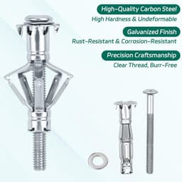 Hollewandanker Set - Metaal Ankers - Objecten Bevestigen - Gegalvaniseerd Koolstofstaal - M6 x 52 mm - Zilver — thumbnail 2
