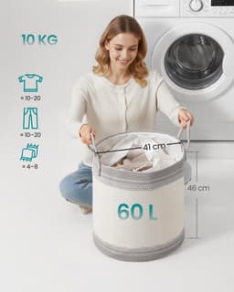 SONGMICS RLH060G01 - Wasmand van Katoentouw met Handgrepen - Voor Dekens en Kledingopslag - Geschikt voor Slaapkamer en Wasruimte — thumbnail 5