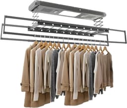 Elektrisch droogrek - Wasdroger plafond - Efficiënt wassen - Met ventilatoren - 130-215 cm - Blauw — thumbnail 1