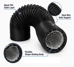 Flexibele Buisslang Van 150 MM - 5M PVC-Afvoerslang Voor Wasdroger - Ventilatieafvoerslang Voor Hvac Kweektent Lasersnijder — thumbnail 3