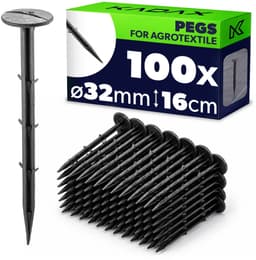 KADAX 100 stuks kunststof grondpennen – 16 cm lange grondankers met een kopdiameter van 32 mm – grondankers voor het bevestigen van tuinvlies en onkruidvlies in de tuin — thumbnail 1