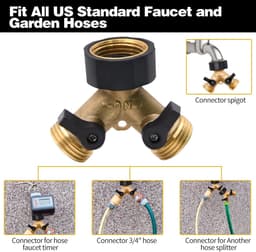 1 set - Flexibele slangverdeler - Tweewegs waterverdeling - Adapterklep - Aansluiting - 7,6*5,8 cm-1,905 cm interface - Meerwegs waterleiding voor tuingebruik - Messingkleur — thumbnail 3