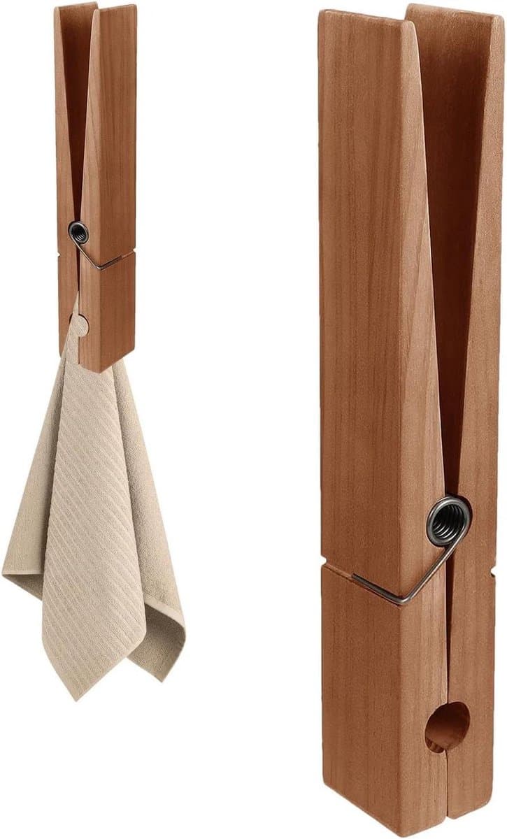 Houten Wasknijpers - Grote Clips - Handdoeken Ophangen - Robuust Hout - 30 cm - Zwarte Walnoot — afbeelding 1