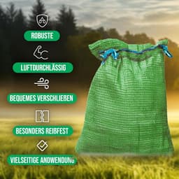 Netzakken met trekkoord - Opslagzakken - Oogst bewaren - Ademend materiaal - 42 x 60 cm - Groen — thumbnail 2