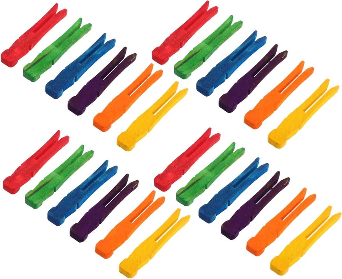 Houten Wasknijpers - Mini Clips - Handwerk Decoratie - Natuurlijk Hout Materiaal - 50 Stuks - Diverse Kleuren — afbeelding 1