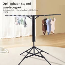 Damenzo - Droogrek - Wasrek - Droogtoren - Droogrek inklapbaar - Kleding - Rek - Draagvermogen tot 40 kg - 127x102×170 cm 6 Stangen - Zwart — thumbnail 5