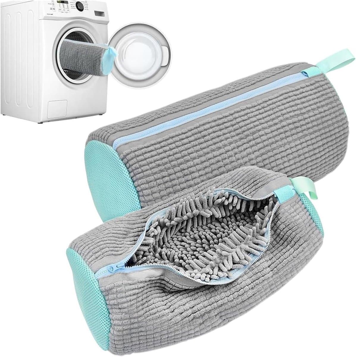 Set van 2 Schoenwaszakken voor de Wasmachine, Herbruikbaar en Geschikt voor Alle Schoenen en Maten, Grijs, Ideaal voor Sneakers en Laarzen — afbeelding 1