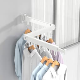 Opvouwbaar Wanddroogrek met Haakjes - Sterke Kledingdroger voor Binnen en Buiten, Ruimtebesparend Droogrek voor Balkon, Badkamer en Slaapkamer — thumbnail 5