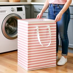 Opvouwbare Wasmand 75L – Wasmanden – Opbergmand – Wasbox - Smalle Staande Wasmand - Lange Handgrepen Waterbestendig Opbergmand — thumbnail 2