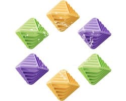 Wasbollen voor wasmachine - Set van 6 Herbruikbare Wasdrogersballen – Anti-Klit & Anti-Statisch – Zacht voor Textiel – Blauw|Paars|Geel – 5.8x5.8x5.8cm — afbeelding 1