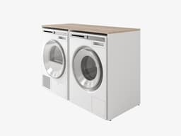 PLATAN ROOM Wasmachinekast, 130 cm breed, bovenbouwkast, wasmachine of wasdroger, kast voor badkamer (65 cm diep, wit/sonoma eiken) — thumbnail 1
