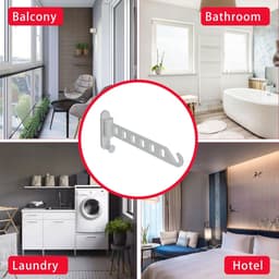 Kledingrek - 2 Stuks - Opvouwbaar Kledingroede - Aluminiumlegering - Wandmontage - Draaibaar - Droogrek voor kleding - Garderobestang - Ruimtebesparend - Kledingstang Roede Kast - Geschikt voor kledingkasten en opbergruimtes - 29*3*11cm - Wit — thumbnail 5