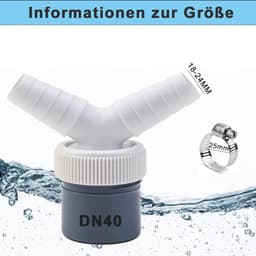 JHUBERS - Y-Adapter Afvoer voor Vaatwasser en Wasmachine - 40mm met 2 Slangklemmen — thumbnail 4