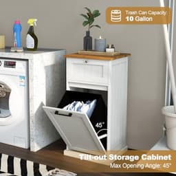 Vuile kledingkast houten emmer voor vuile kleding met lade en afneembare wasmand 40x37x82 cm wit — thumbnail 2