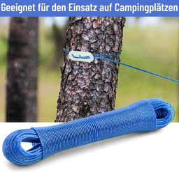 Waslijn - Drooglijn - Kleding Drogen - Extra Sterke Kern - 50 Meter - Blauw — thumbnail 4