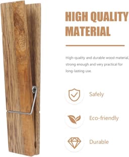 Houten Klemmen - Grote Knijpers - Handwerk Decoratie - Stevig Houtontwerp - 12 cm Lengte - Houtkleur — thumbnail 5