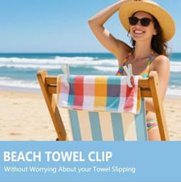 PromoHome 8 stuks sterke handdoekklemmen voor strandstoelen en waslijn - winddicht, antislip, wit/blauw - incl. opbergtas — thumbnail 2