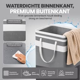 Wasmand met Versterkte Handgrepen - 3 Stuks - 75L - Opvouwbaar - Waterafstotend - Waszak voor wasgoed - Wassorteerder - Organizer kleding - Wasbox — thumbnail 5