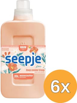 Seepje Wasverzachter Bloesemzacht - 180 wasbeurten - 6 x 750ML - Voordeelverpakking — thumbnail 1