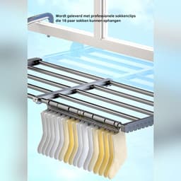 HEZIVO® Wasrek Hangend Trapgat - Droogrek Ophangbaar - Voor Radiator, Deur, Balkon - Uitschuifbaar — thumbnail 4