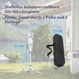 Droogmolen met Voet voor Camping & Thuis - Wasrek Staand - Droogrek Inklapbaar - Wit met Zwart gebruiksklaar — thumbnail 4