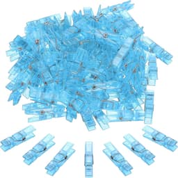 1.4 Inch Colored Clothespins - 100 Pcs Mini Colorful Plastic Clothes Clips - Strong Grip Photo Clips voor Fotos - Hanging Clothes Decorative Crafts - Transparant Blauw — thumbnail 1