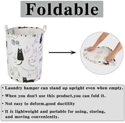 Cuhostki - 1 - Opvouwbare Wasmand - Katoenen Opbergmand - Zwart Wit - Moderne Stijl - Ruimtebesparend — thumbnail 3