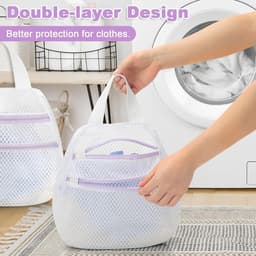 3-delige wasmachine met dubbellaags wasnet en herbruikbare waszak van mesh Geschikt voor bh's, sokken en paarse kleding (30 x 30 cm, 40 x 40 cm, 50 x 50 cm). — thumbnail 5
