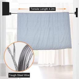 Intrekbare Waslijn - Kleding Droger Lijn - Ruimte Besparen - Dubbele Bevestiging - 4.2 meter - Wit — thumbnail 2
