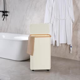 Vouwbare Wasmand met Deksel en Wielen, 75 L Capaciteit, Inclusief Afneembare Tas en Bamboe Handvatten, Ideaal voor Strijken en Opbergen — thumbnail 5