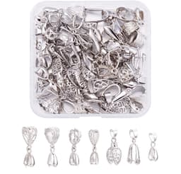 Dailygoods- Kraal 48 Stuks - Knijpsluiting - Hangers - Zilveren Connector - Sieraden Maken - Inclusief Opbergdoos - 8 Stijlen — thumbnail 1