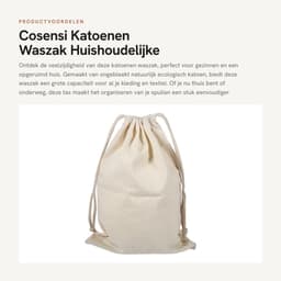 Dailygoods- Waszak Grote Capaciteit - Katoenen Waszak - Huishoudelijke Opslagzak - Reizen - Ecologisch Katoen - Sluiting met Koord - Opbergtas — thumbnail 1