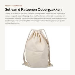 Dailygoods- Waszak Groot - Waszakken voor Wasgoed - Opbergtas - Opbergbak - Opbergzakken Kleding - Milieuvriendelijk Katoen - 30 x 40 cm - Opbergzak — thumbnail 1