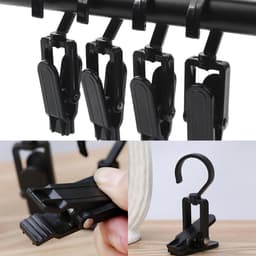 GELLDG Handdoekclips - Klemmhaken - 360° Draaibaar Design - Antislip Met 4 Ribbels - Roestvrij Kunststof En Metaal - 20 Stuks Set - Geschikt voor Binnen En Buiten Gebruik - Zwart — thumbnail 2
