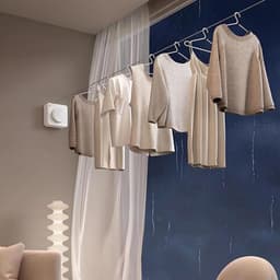 Intrekbare Waslijn - Droogrek Binnen Buiten - Kleding Drogen - Anti-Zak Knop - 4.8m - Wit — thumbnail 3