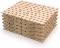 Houten knijpers - Wasknijpers - Kleding drogen - Weerbestendig ontwerp - 100 stuks - Houtkleur