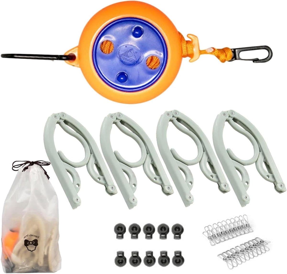 Kledinglijn Outdoor - Waslijn Draagbaar - Drogen Buiten - Inclusief Hangers - 10 Meter Lang - Gekleurd — afbeelding 1