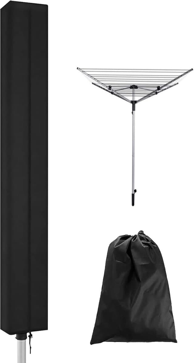 Draaibare wasrekhoes voor in de tuin - 165 x 16 x 16 cm - waterdichte draaibare wasrekhoes met ritssluiting - meubelhoes - stof-regen- en zonwerend - stevige, duurzame hoes voor draaibare wasrekken of parasols - geschikt voor buiten en in de tuin - — afbeelding 1