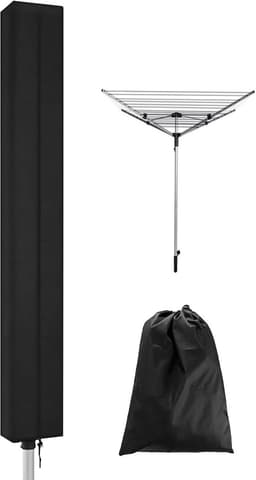 Draaibare wasrekhoes voor in de tuin - 165 x 16 x 16 cm - waterdichte draaibare wasrekhoes met ritssluiting - meubelhoes - stof-regen- en zonwerend - stevige, duurzame hoes voor draaibare wasrekken of parasols - geschikt voor buiten en in de tuin - — thumbnail 1