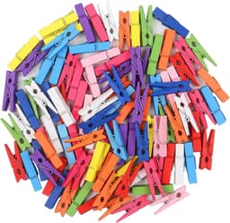 Houten Wasknijpers - Ambachtelijke Pinnen Clips - Foto's Ophangen - Natuurlijk Hout - 100 stuks - Gemengd Gekleurd — thumbnail 1