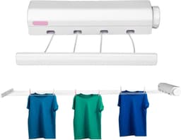 Intrekbare Waslijn - Uitschuifbare Drooglijn - Kleding Drogen - Vier Uittrekbare Touwen - 32 Meter - Wit — thumbnail 1